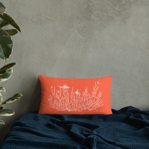 Coussin corail impression recto/verso