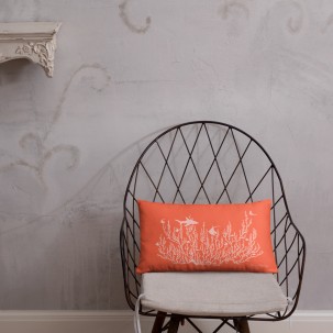 Coussin corail impression recto/verso