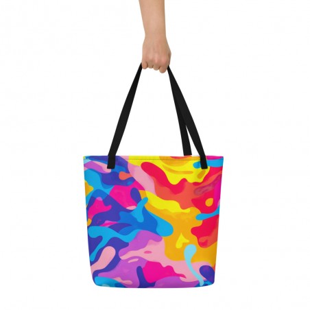 Tote bag large avec poche armée