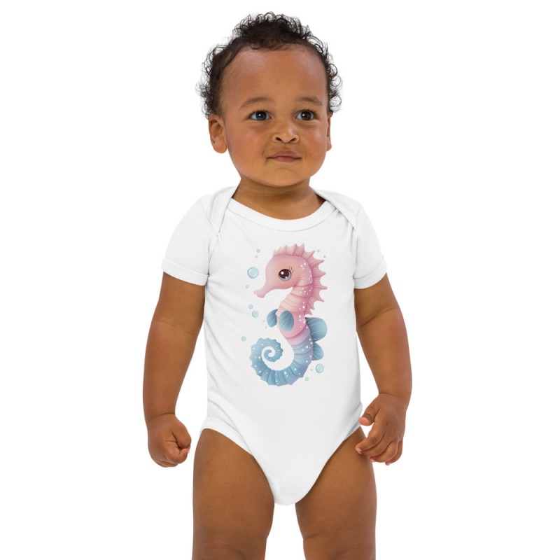 Seepferdchen-Baby-Body aus Bio-Baumwolle