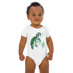 Baby organic cotton bodysuit Turtle