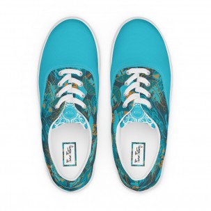 Canvas tennis with laces woman turquoise jelly