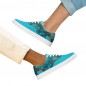 Canvas tennis with laces woman turquoise jelly