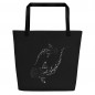 Large tote bag with black whale shark pocket