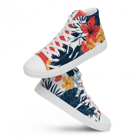 Tropical women's high-top canvas sneakers