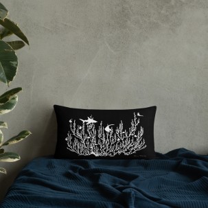 Black & white coral cushion