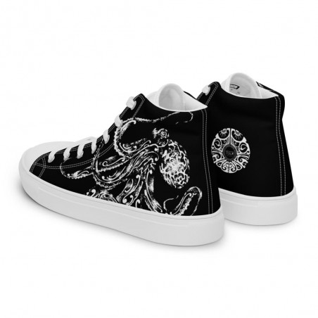 Men's black octopus canvas high-top trainers